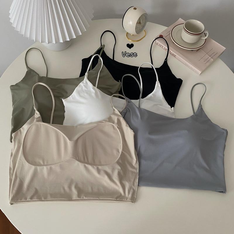 

Жилет на бретельках, женские летние короткие майки с подкладкой для бюстгальтера, сексуальные тонкие однотонные футболки и топы, майки и майки