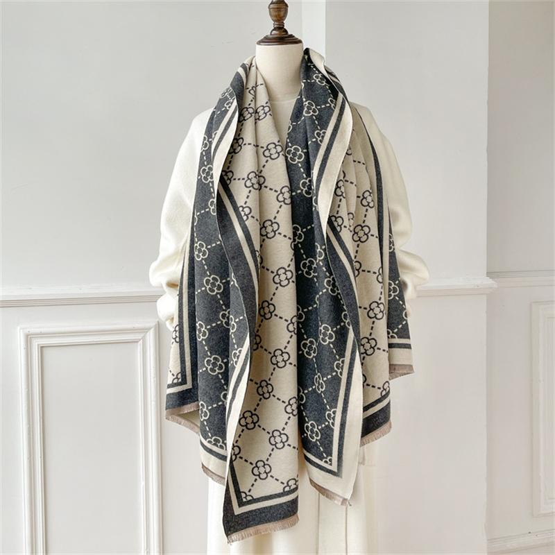 Luxury Brand Cashmere Women Plaid Scarf Winter Warm Shawl and Wrap Bandana Pashmina Female Foulard Square Thick Blanket Poncho