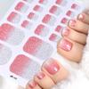 22tips/Sheet Glitter Toe Nail Stickers Toe Nails Art Decals Manicure Full Cover Removable Adhesive DIY Nail Patch Decoration