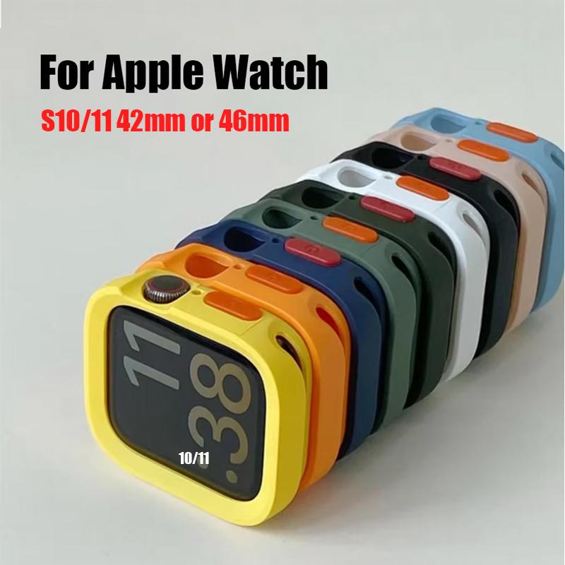 Bumper Soft Silicone Case For Apple Watch Ultra 11 10 9 8 7 6 SE 5 Anti-drop Shockproof Matte Cover For iwatch 49mm 41mm 42mm 46mm 40mm 44mm 45mm