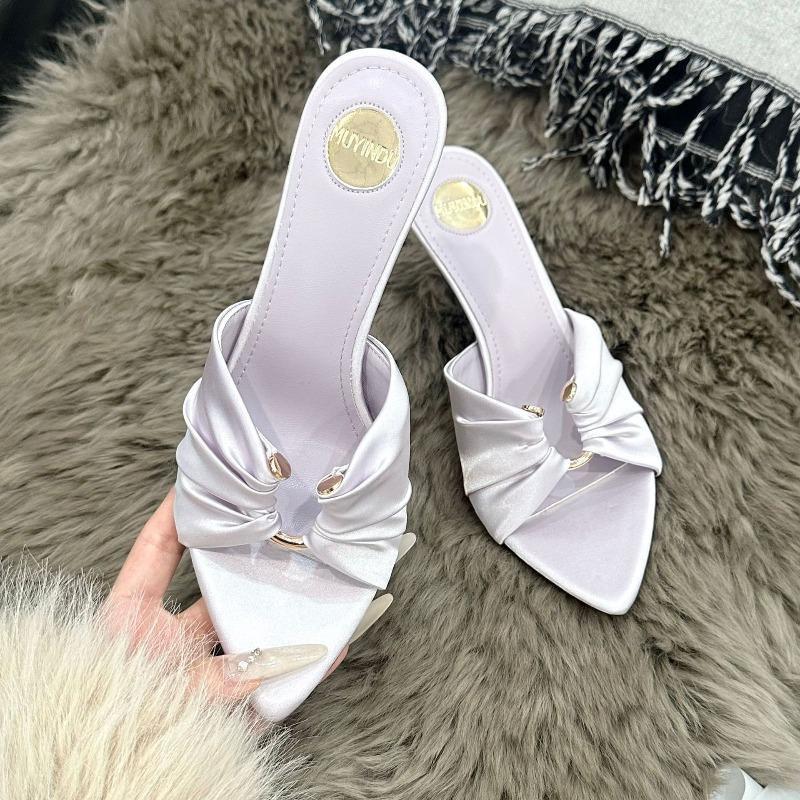 5-1 Sandals Women's Summer New Open-toed Premium Satin Sexy Temperament Strap High Heel