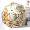 1pc Winnie the Pooh at Tea Pattern Beautiful Looking Automatic Folding Umbrella, 3 Folding, 8 Pole Frame Design, Durable and Suitable for Tr
