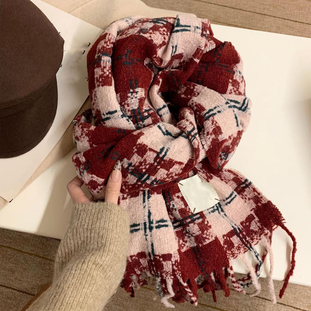 Women's Fashionable Versatile Warm Thickened Scarf Tassel Wrap