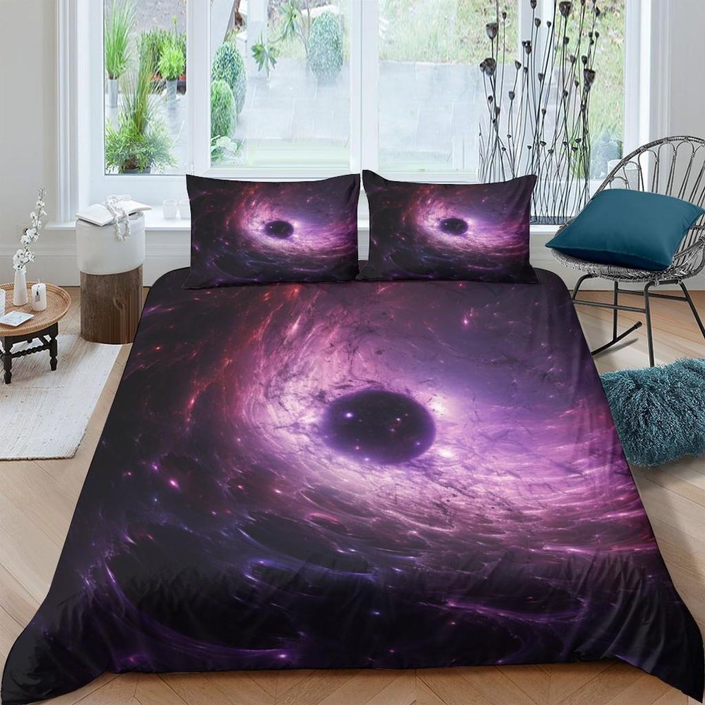 Black Hole Duvet Cover for Kids Boys Girls Teens Queen Lightweight Quilt Cover Galactic Storm Bedding Set Bedroom Decor No Quilt