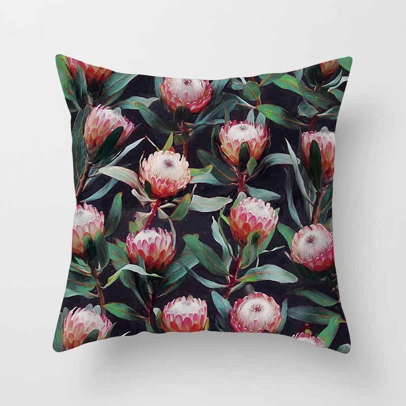 Fashion Tropical Plant Polyester Pillow Case Office Fabric Sofa Cushion Cover Home Polyester Pillow Case