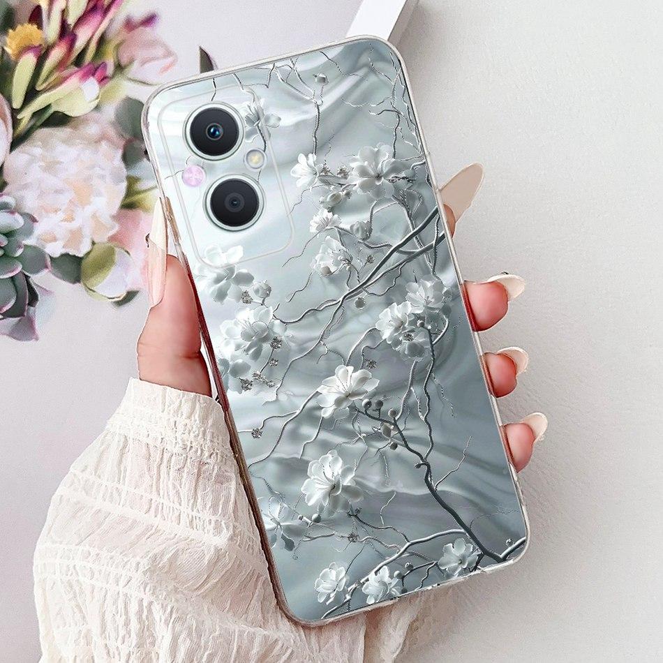 For OPPO Reno7 Z 5G / Reno8 Z 5G Elegant Floral Butterfly Phone Case For Oppo Reno 7Z 8Z 5G Soft Silicone TPU Cases