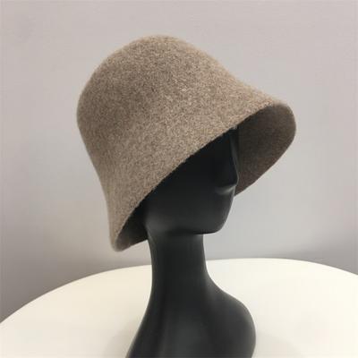 Japon gerçek yün sıcak kova şapka kadın keçe Retro kubbe yün şapka kadın moda İngiliz tarzı Panama kap