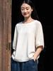 Johnature Women Solid Color Linen TShirts Tops Summer Casual Clothes Female Half Sleeve Tshirts Tees