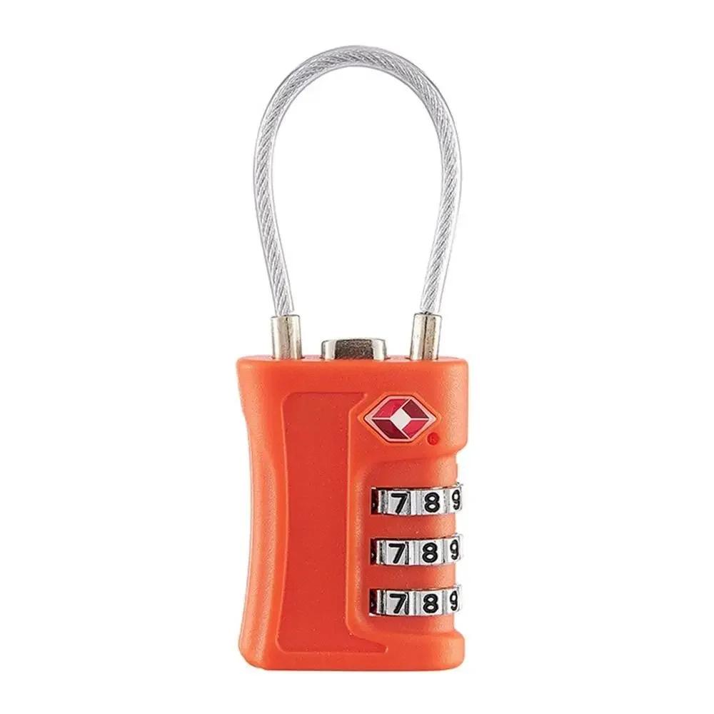 Portable TSA 3 Digit Combination Lock Anti-theft Padlock Suitcase Luggage Coded Lock Wire Rope Security Tool Cabinet Lock Travel