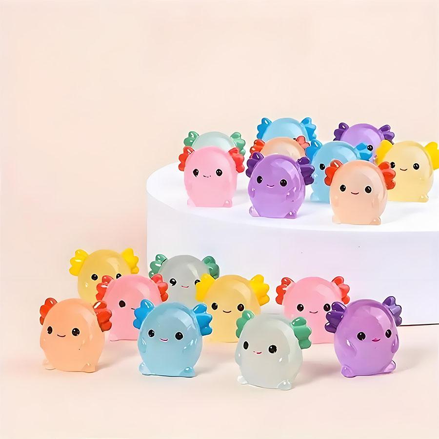10/20 Pezzi Axolotl Mini in Resina Luminosi Axolotl Miniatura Glow In The Dark Figure di Animali Piccoli Ornamento Per Giardino Fatato Fai da Te
