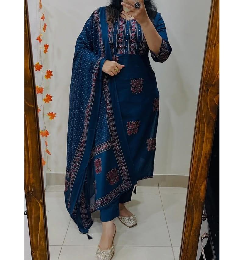 Women Designer Kurta Pant Dupatta Set Indian Bollywood Top Tunic Salwar Suit Party Wear