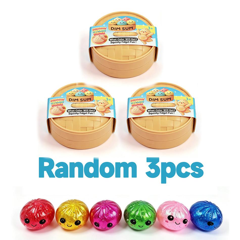 Nieuwe Kleurrijke Glitter Kralen Gevulde Dumpling Squishy, Blind Box met Cadeaubox Verborgen Stijl, Stressverlichtend Sensorisch Knijpspeelgoed