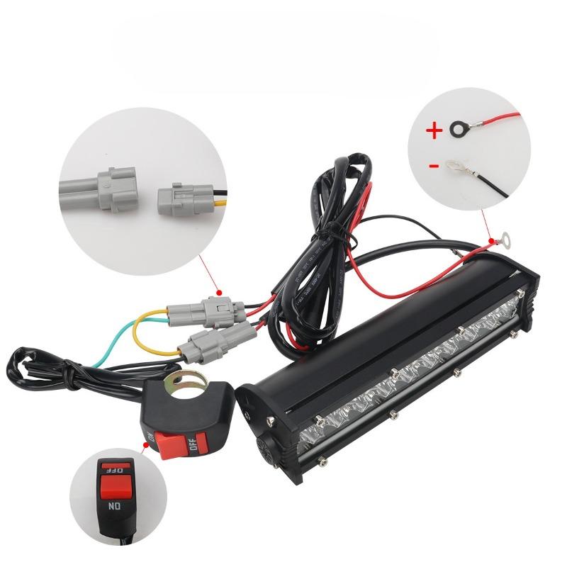Motorcycle LED Headlight Light Bar Kit with Mounting Bracket Switch Wiring For Universal Most 7/8" Handlebar Dirt Pit Bike