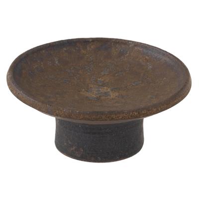 Marui Seito Shigaraki Ware Hechimon Small Bowl with High Base, Approx. 11cm Diameter, Iron-Colored Finish, Brown, MR-3-4067
