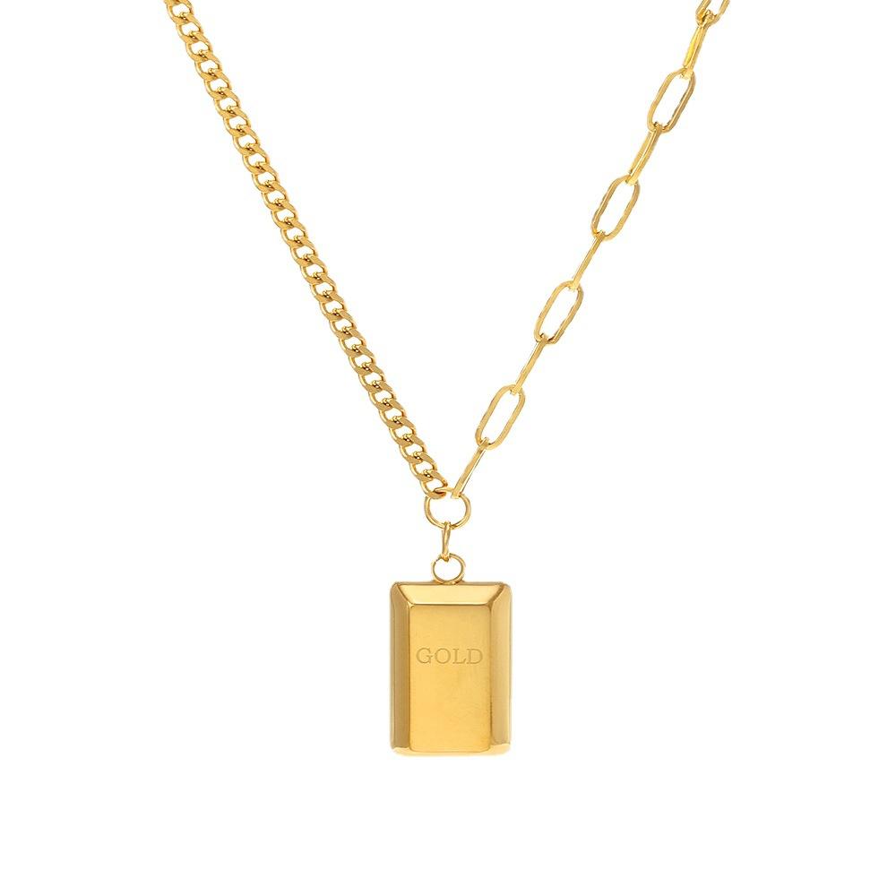 European and American Stainless Steel Titanium Steel Necklace 18K Gold Niche Design Temperament Versatile Geometric Pendant Collarbone Chain