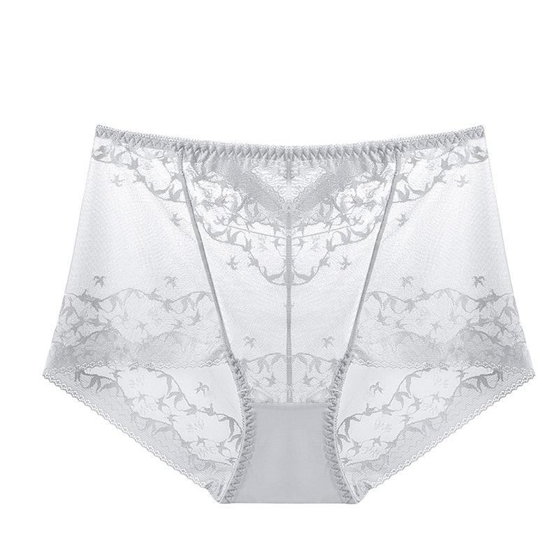 Big Size Lady Summer Thin Sexy Hollow Lace High Waist Abdominal Lift Hip Breathable No Mark Briefs