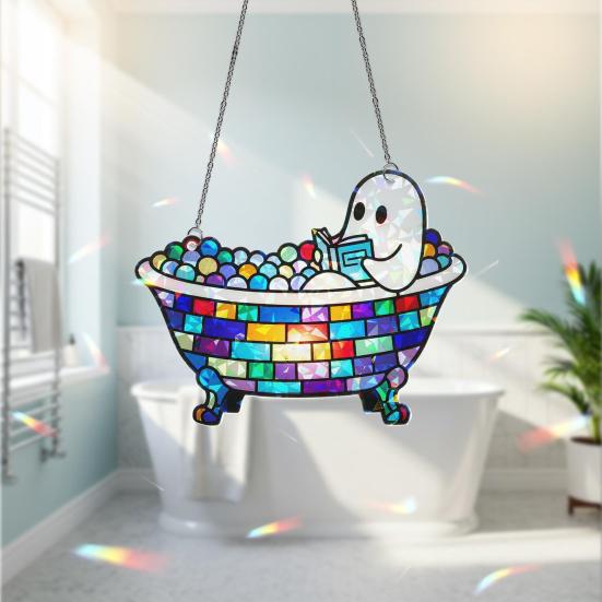 Bath-Time Ghost Reader Ornaments Cute Ghost Reading Book in A