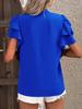 2026 European and American Women's Summer V-neck Casual Ruffle Short Sleeve Solid Color Shirt Top