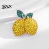 Sparkling Lemon Brooch Double Rhinestone Pin, Yellow Lapel Pin for Women Alloy Fruit Jewelry Men, Badge Suit Jackets and Bags Theme