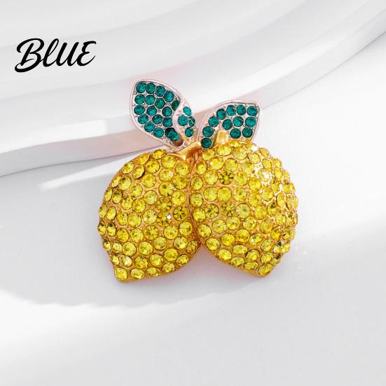 Sparkling Lemon Brooch Double Rhinestone Pin, Yellow Lapel Pin for Women Alloy Fruit Jewelry Men, Badge Suit Jackets and Bags Theme