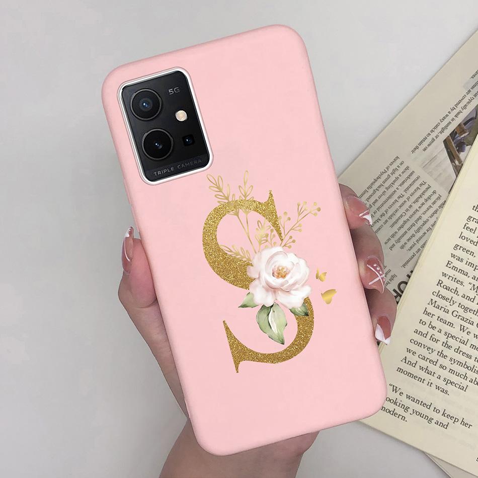 Simple Case For Vivo T1 5G Name 26 Letter Soft Matte Silicone Anti Slip Phone Back Cover For Vivo T 1 VivoT1 Shell Funda Bumper