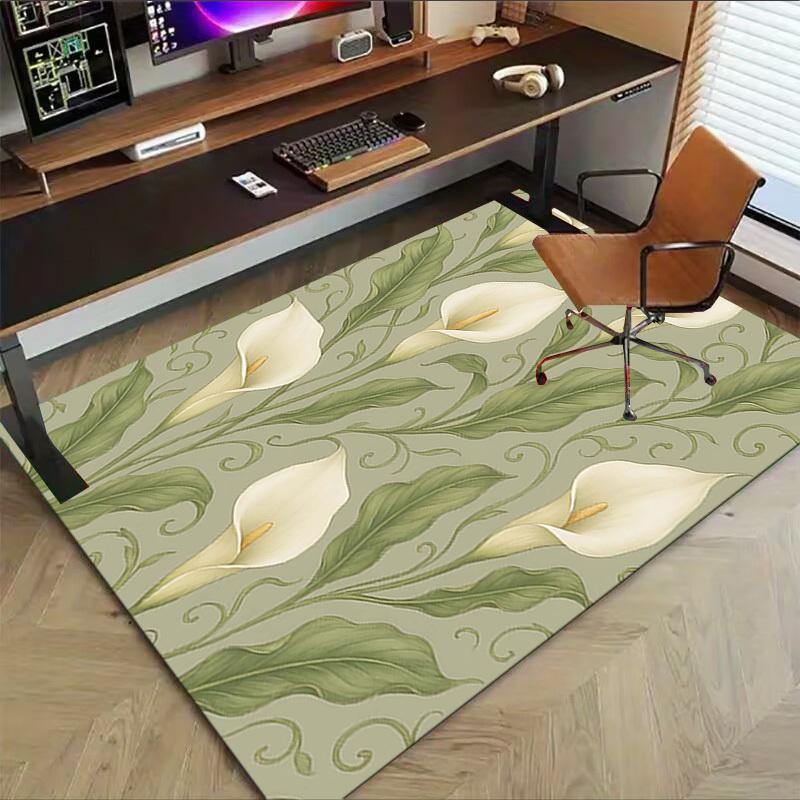 1PC Calla Lily Pattern Extra Large Non-Slip Floor carpet, Office, family, bedroom, Studio - Large Area Rug Indoor Rugs, Vibrant Colors-W212