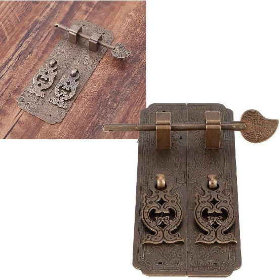 Slide Door Bolt, Copper Security Sliding Lock Cupboard Security Lock Latch Cabinet Door Latch Barrel Bolt Vintage Security Lock Decorative Furniture