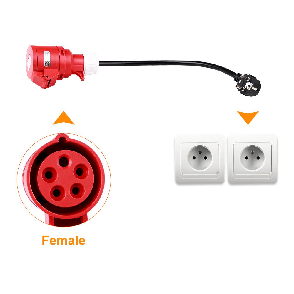 JDMEX CEE Female Plug For Portable EV Charger Schuko / Israel Plug Socket Adapter Connect with 16A/32A 1 / 3Phase 7KW /11KW