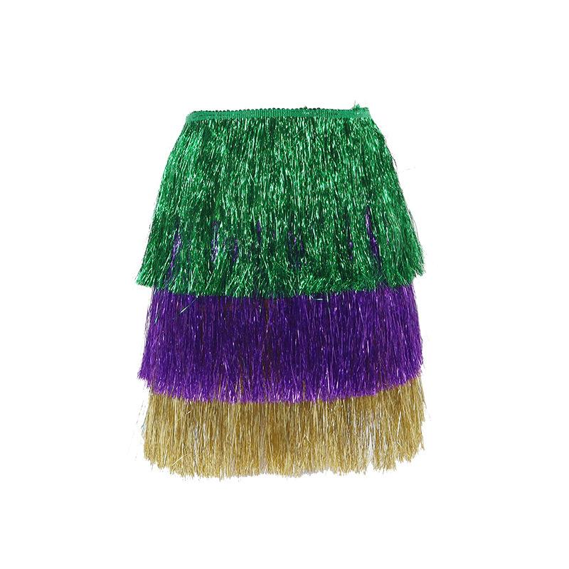 Carnival Fringe Skirt Brazilian Samba Dress Purple Gold Green Belly Dance Performance Skirt Fringed Festival Dance Party Costume