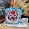 Cute Knitted Bucket Bag Creative Pattern Leisure Wrist Bag Versatile Portable Handbag for Women Girls