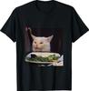 Mesa de Jantar Gato Meme Engraçado Internet Gritando Confuso Presente Camiseta