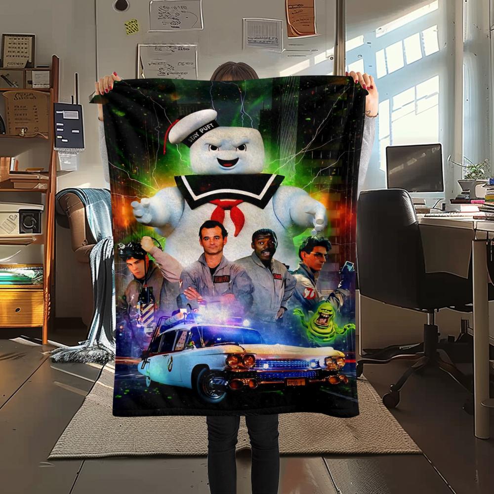 

1Pc Ghostbusters Print Flannel Blanket, High quality Comfortable for All Seasons, Home Decor, Warmth and Comfort, Perfect for Gifts 80cm x 120cm