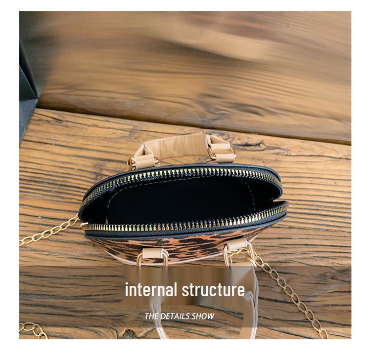 Leopard Print Girl's Mini Crossbody Handbag with Chain