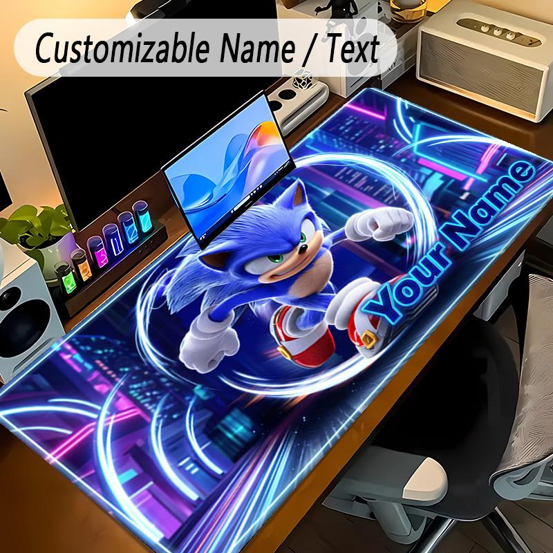 Large Mouse PadSonic Custom Name Text Personalized Desk Mat Non Slip Gaming Pad