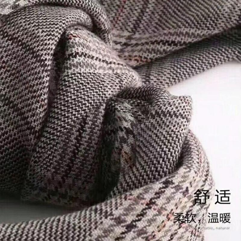 Yang Mi Shawl Women's Autumn and Winter Warmth Imitation Cashmere Thickened Short Beard British Plaid Scarf Light Luxury