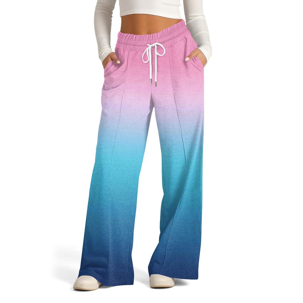 Women's Wide-leg Casual Pants High Waist Gradient Sports Pants