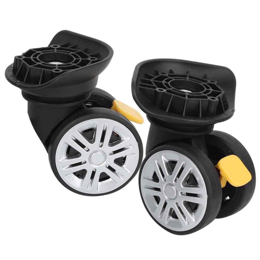 1 Pair Durable Mute Brake Luggage Wheels Replacement Swivel Black Universal Wheel Suitcase Wheels Luggage Repair