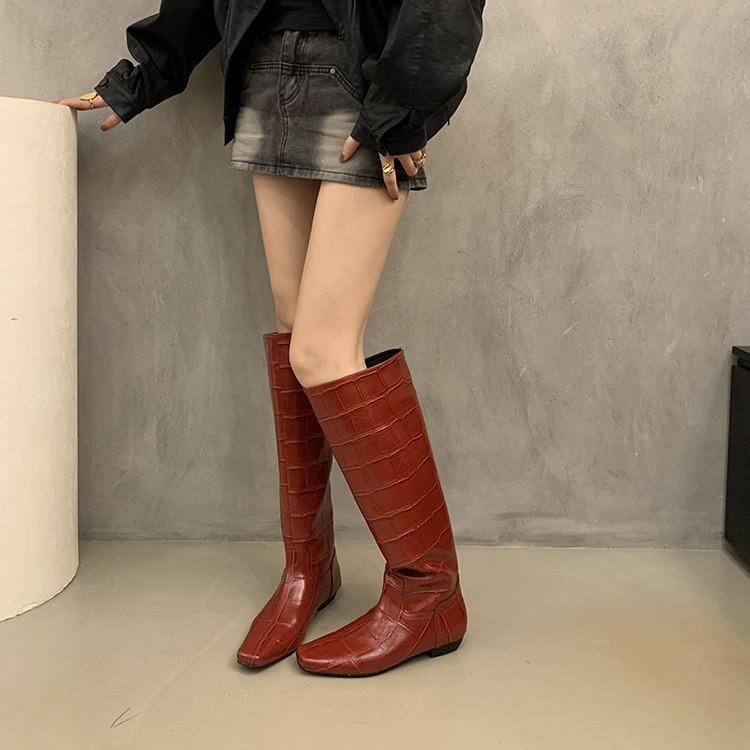 British retro thick heel high boots knight boots women's boots autumn and winter sleeve boots knee boots straight boots