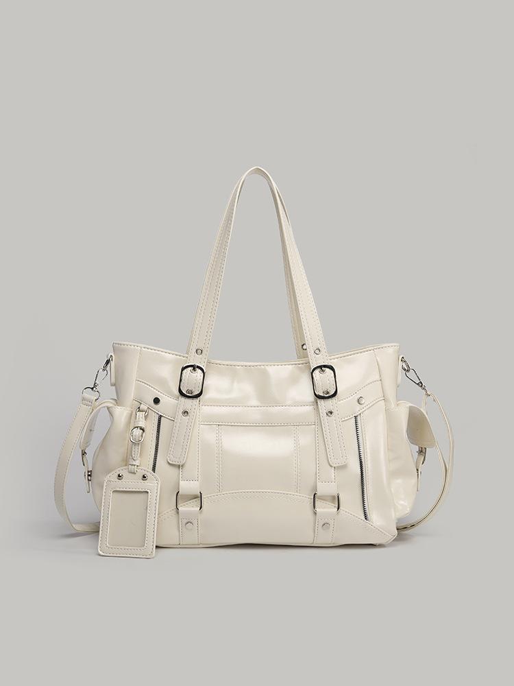 

Niche retro Spice Girl Large Capacity Tote Bag Female Sweet Cool Style Premium Sense Shoulder Messenger Bag Portable Locomotive Bag белый