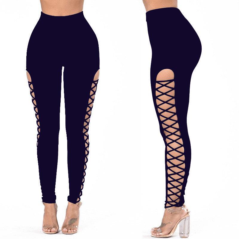 

Meiluoshi Lace-up Cross-Side Leggings - New European & American Style for Spring/Autumn, Perfect Women s Outing Pants. Small темно-синий