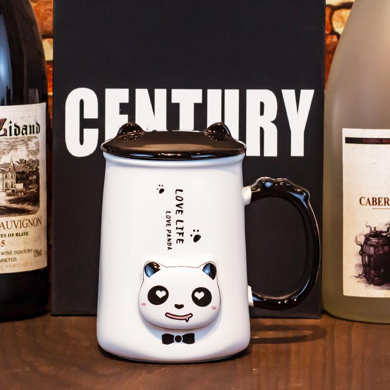 Kaninchen-Keramiktasse mit Deckellöffel, süße Tasse für Mädchen, hochwertiges Aussehen, Frühstück, Schlafsaal, Getränk, Paartasse, Geschenk, Heimdekoration