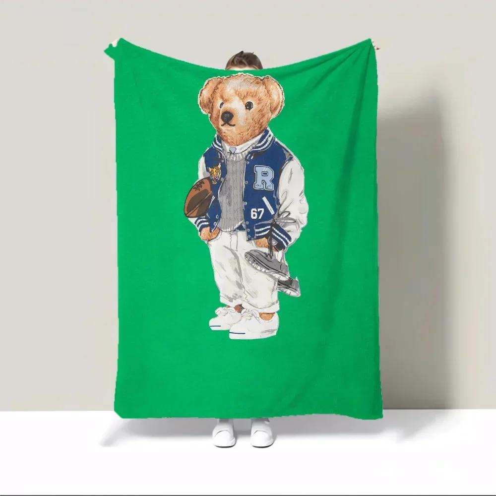 Sommerdecke für Sofas, flauschige, karierte Designerdecke mit Polo-Bären, Kingsize-Bettwäsche aus Mikrofaser, Innenausstattung für Sofadecken zu Hause