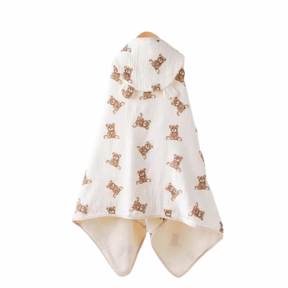 Four Layer Hooded Bathrobe Soft Infant Bathrobe Warm Baby Gauze Bath Towel  Children Style3