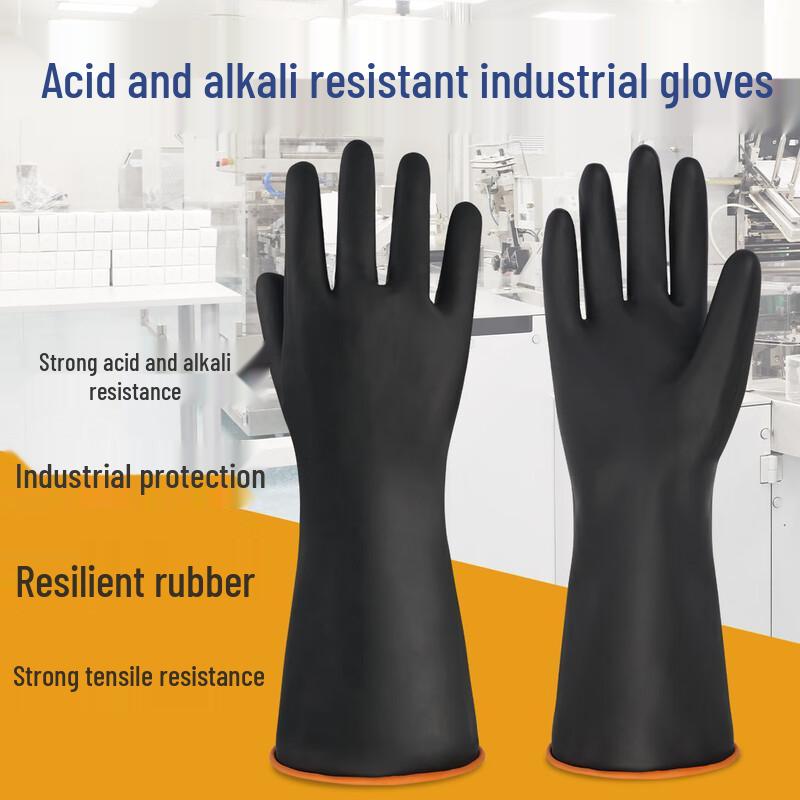 Longchan Industrial Acid & Alkali Resistant Chemical Rubber Gloves 35CM