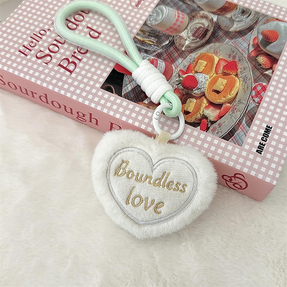 11 Plush Heart Keychain Student Canvas Bag Pendant Decoration Children's Backpack Pendant Mobile Phone Lanyard