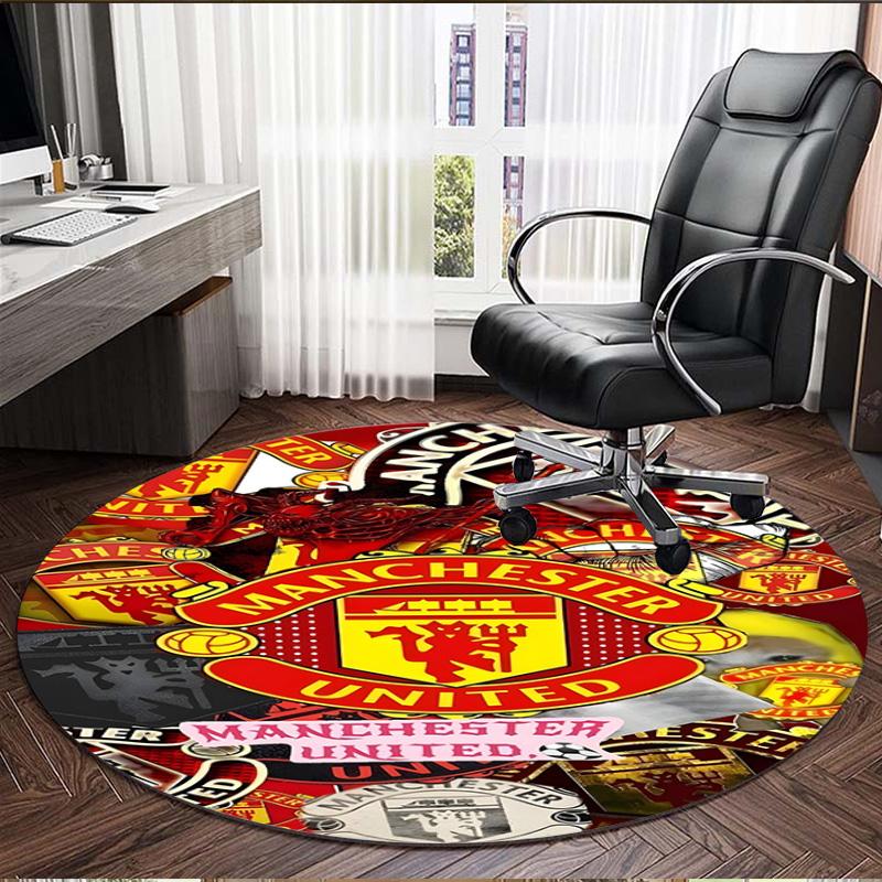 Manchester United F.C Print Round Rug, Washable Floor Carpet, For Entryway Dorm Laundry Room Office Study, Home Decor Birthday Christmas Gift