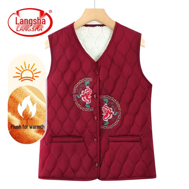 LangSha Women s Fleece-Lined Warm Vest 4XL красный
