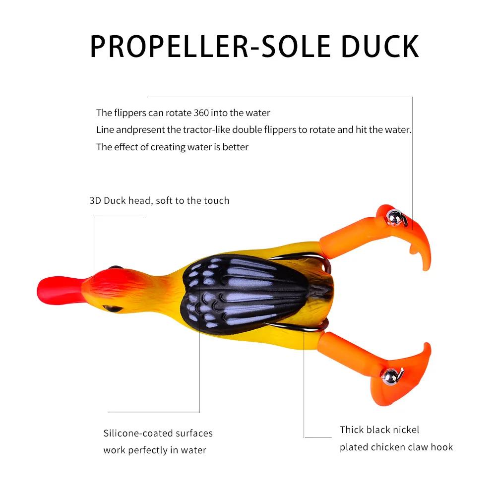10 Color Floating Duck 9cm Rotating Webbed Road Sub Bait 11g Rotating Tractor Fish Bait Torpedo Frog Biomimetic Bait Lure