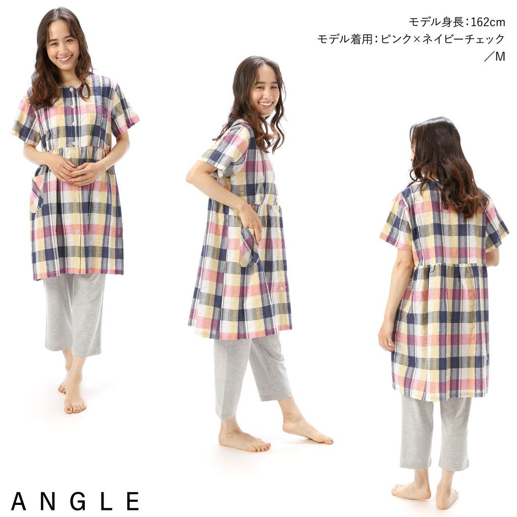 NISHIKI Maternity Pajamas with Nursing Short Cotton Soccer Front Long Adjustable Waist Loungewear x Size Opening, Sleeves, 100% Top, Skin-Friendly