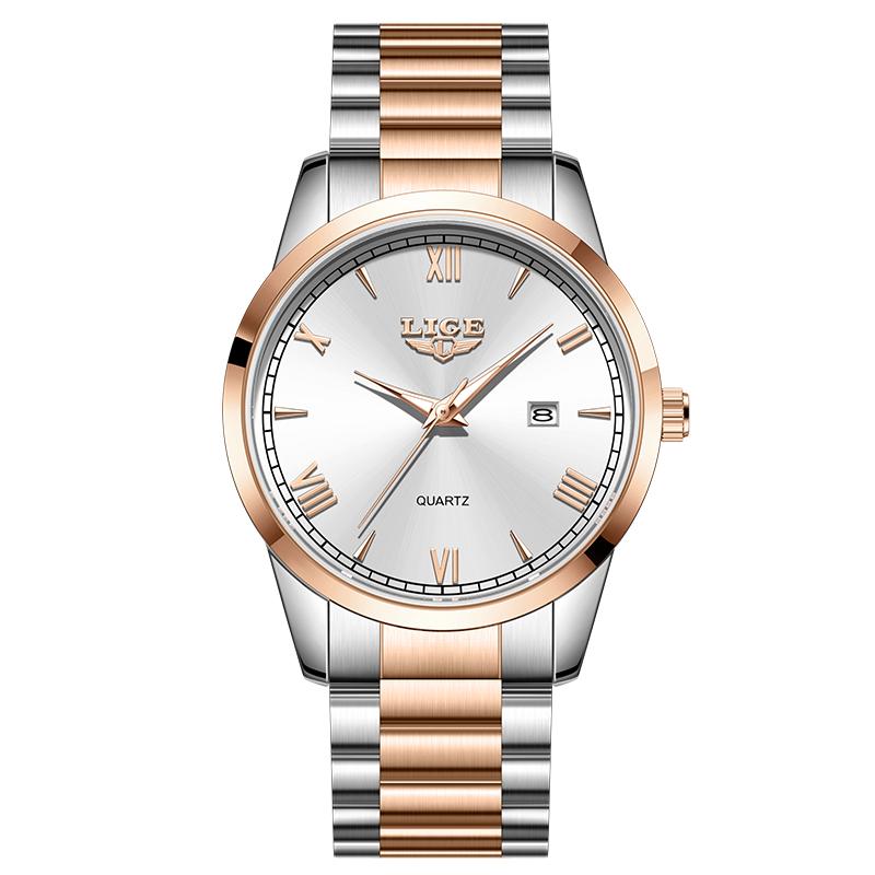LIGE Original Fashion Watch Man Waterproof Luminous Date Men Watch Stainless Steel Quartz Business Men's Watches